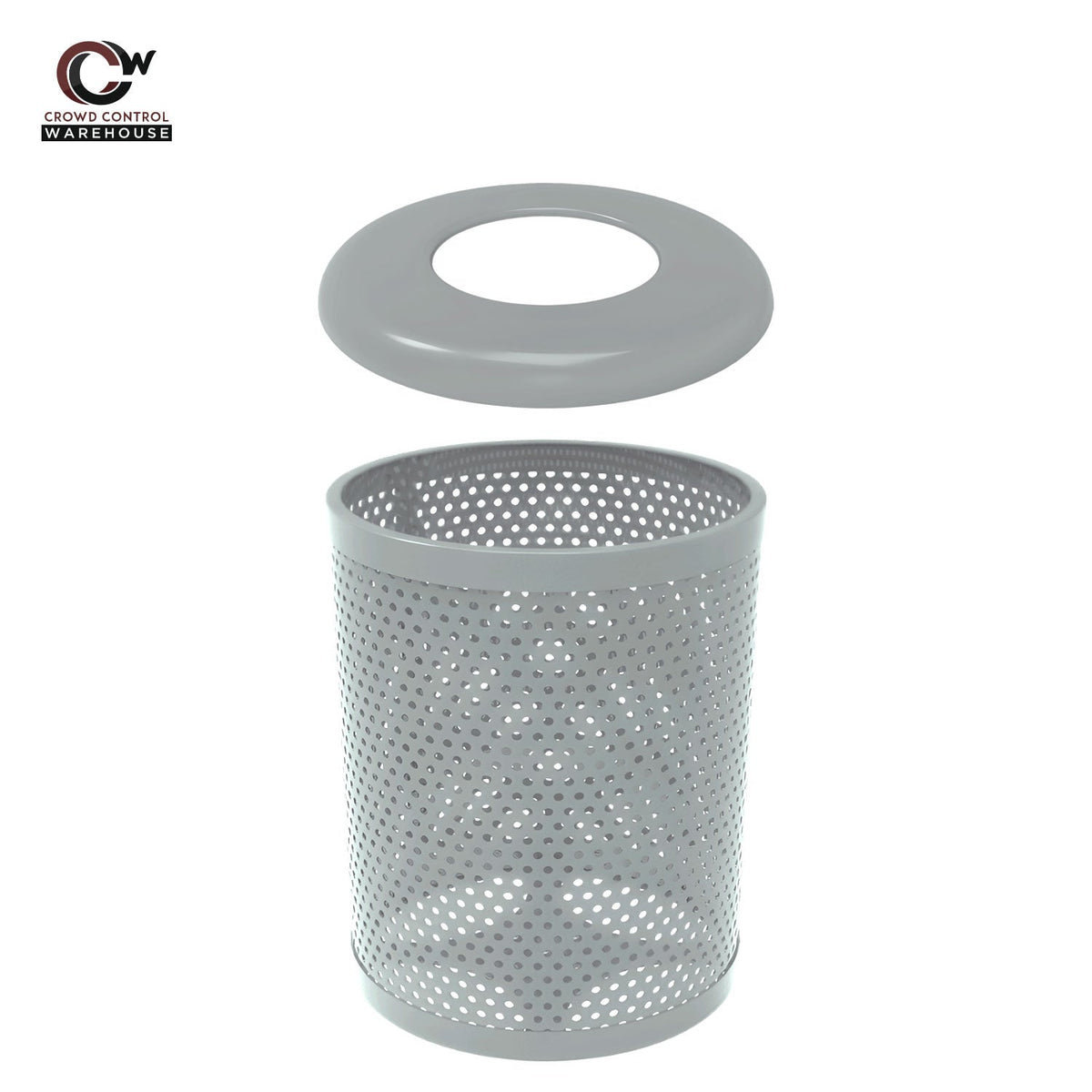 55 Gallon Trash Receptacle - Circular Pattern - Crowd Control Warehouse