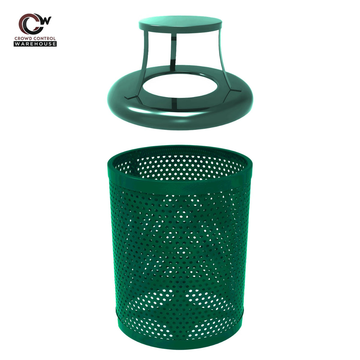 55 Gallon Trash Receptacle - Circular Pattern - Crowd Control Warehouse