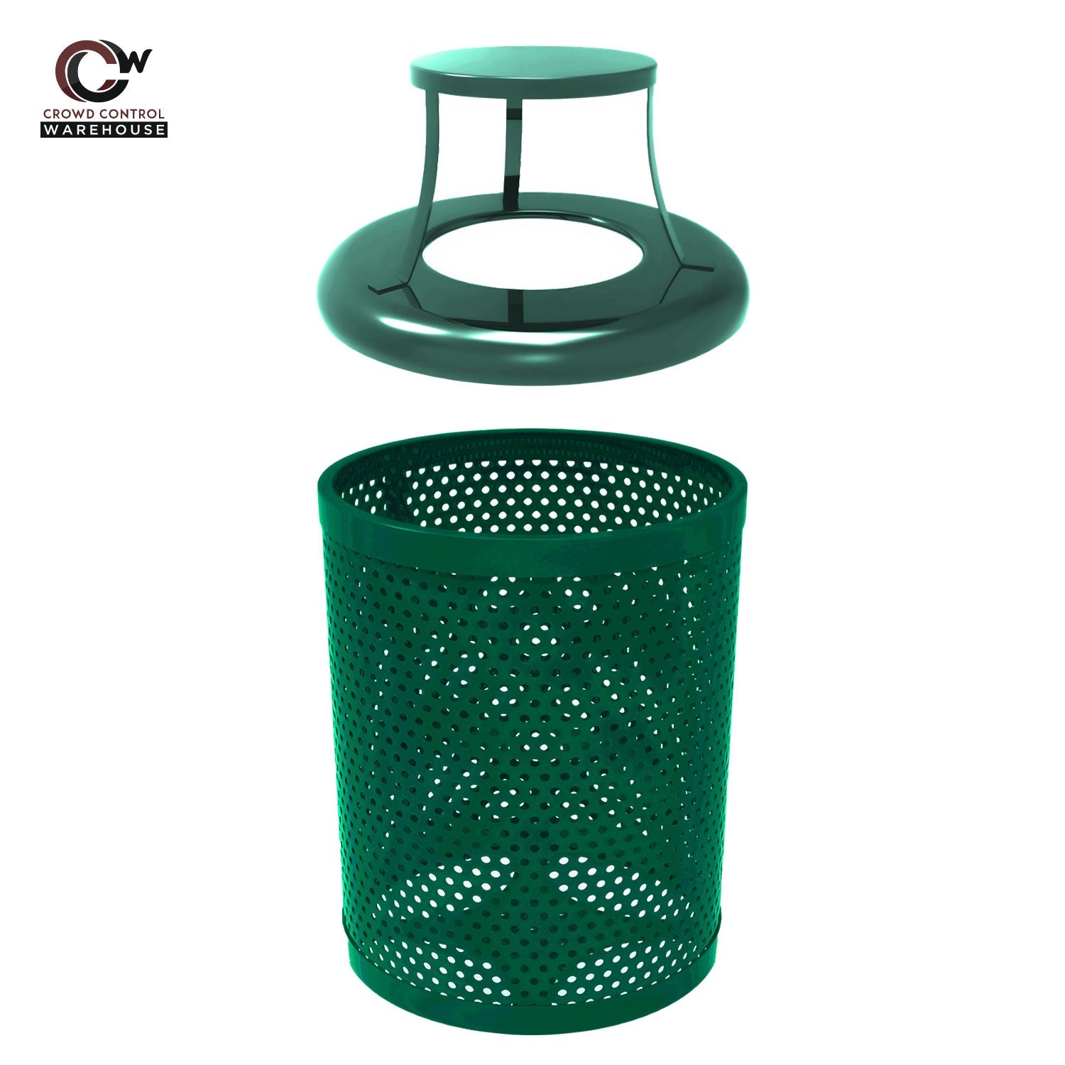55 Gallon Trash Receptacle - Circular Pattern - Crowd Control Warehouse