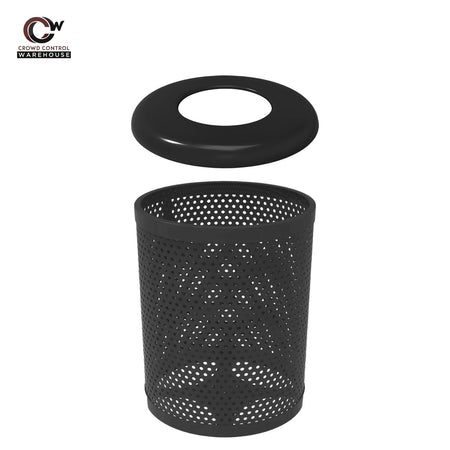 55 Gallon Trash Receptacle - Circular Pattern - Crowd Control Warehouse