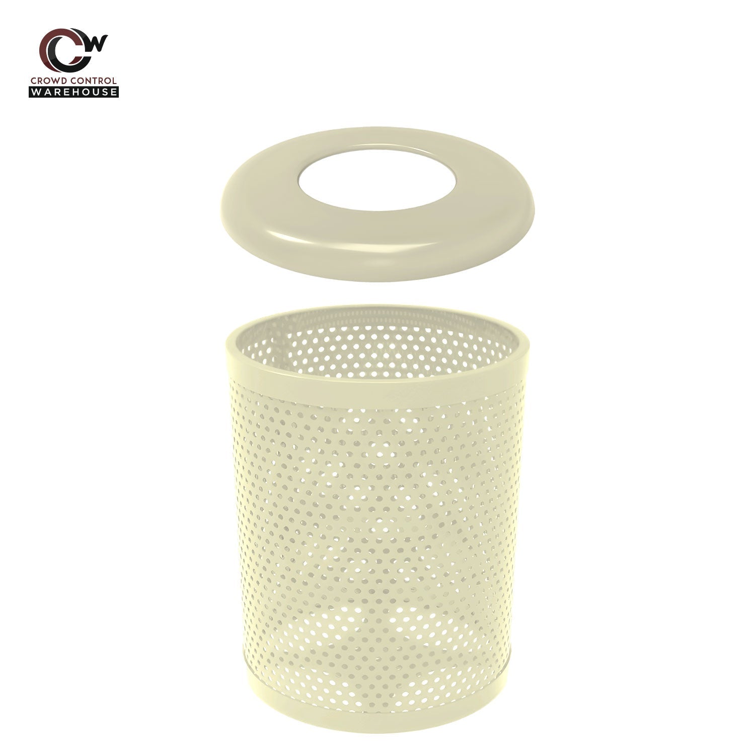 55 Gallon Trash Receptacle - Circular Pattern - Crowd Control Warehouse