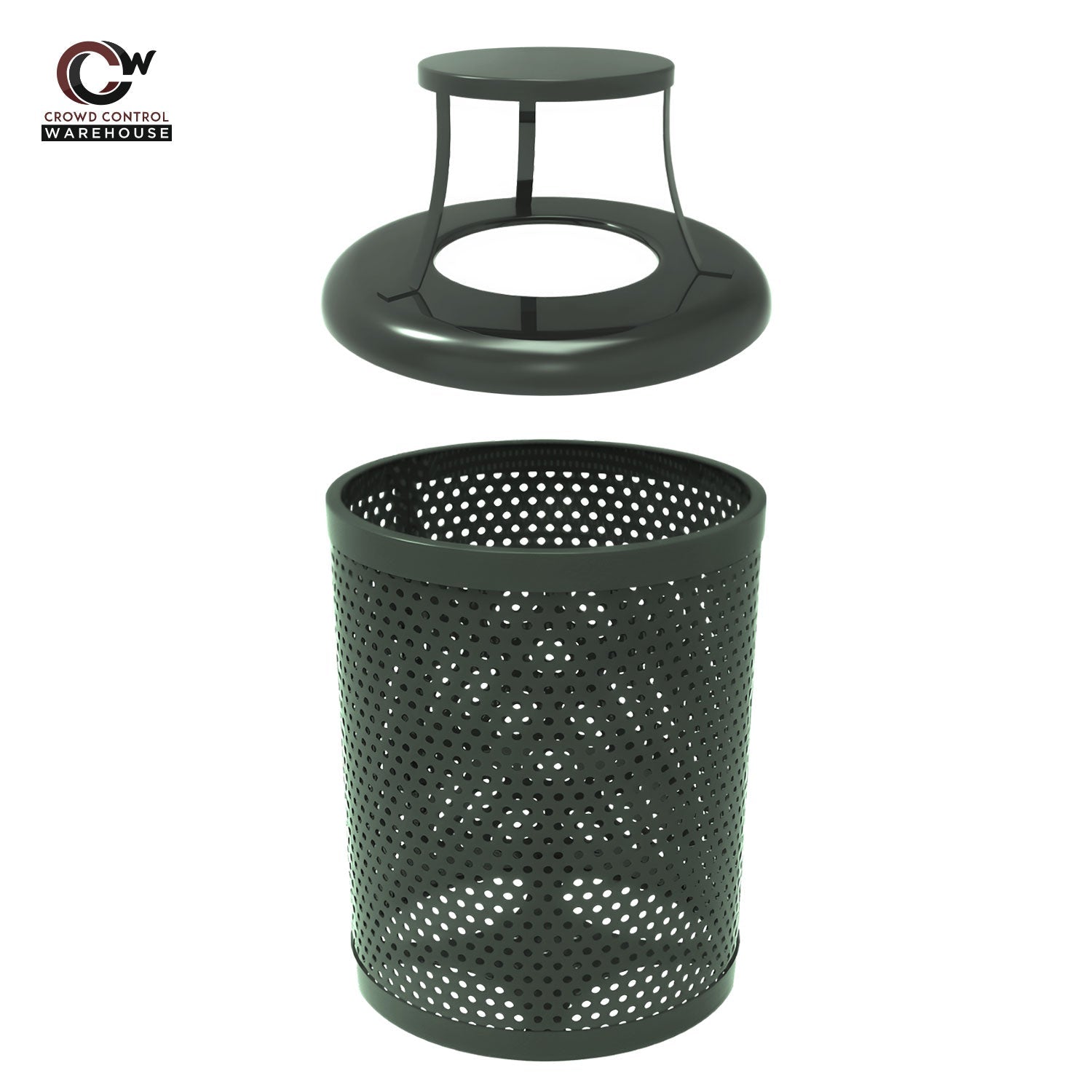 55 Gallon Trash Receptacle - Circular Pattern - Crowd Control Warehouse