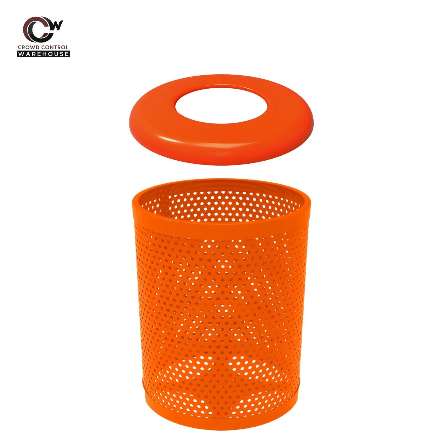 55 Gallon Trash Receptacle - Circular Pattern - Crowd Control Warehouse