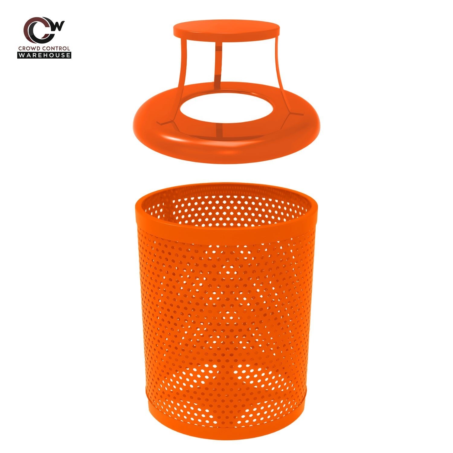 55 Gallon Trash Receptacle - Circular Pattern - Crowd Control Warehouse