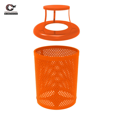 55 Gallon Trash Receptacle - Circular Pattern - Crowd Control Warehouse