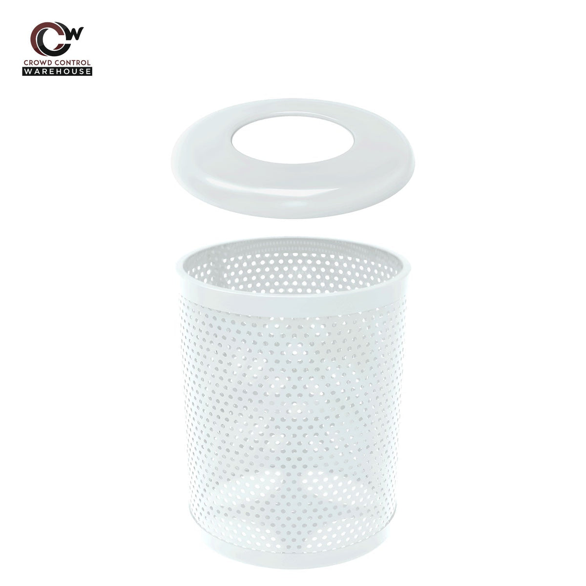 55 Gallon Trash Receptacle - Circular Pattern - Crowd Control Warehouse