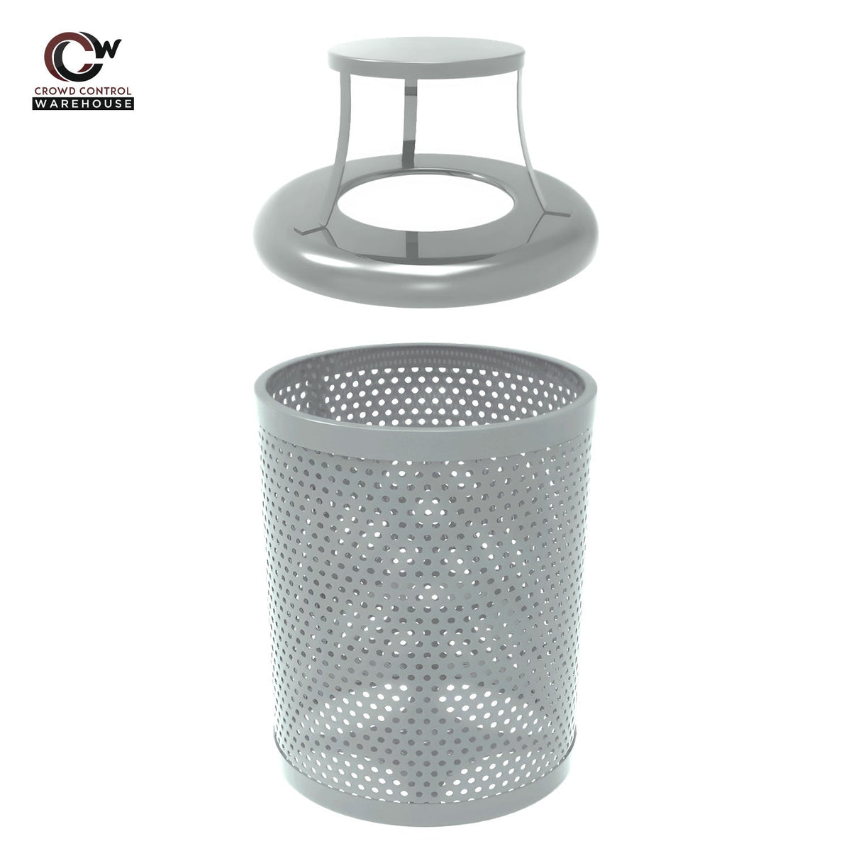 55 Gallon Trash Receptacle - Circular Pattern - Crowd Control Warehouse