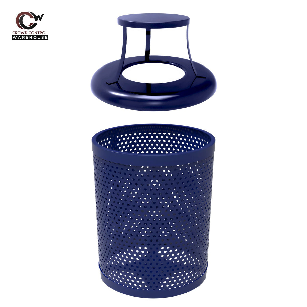 55 Gallon Trash Receptacle - Circular Pattern - Crowd Control Warehouse