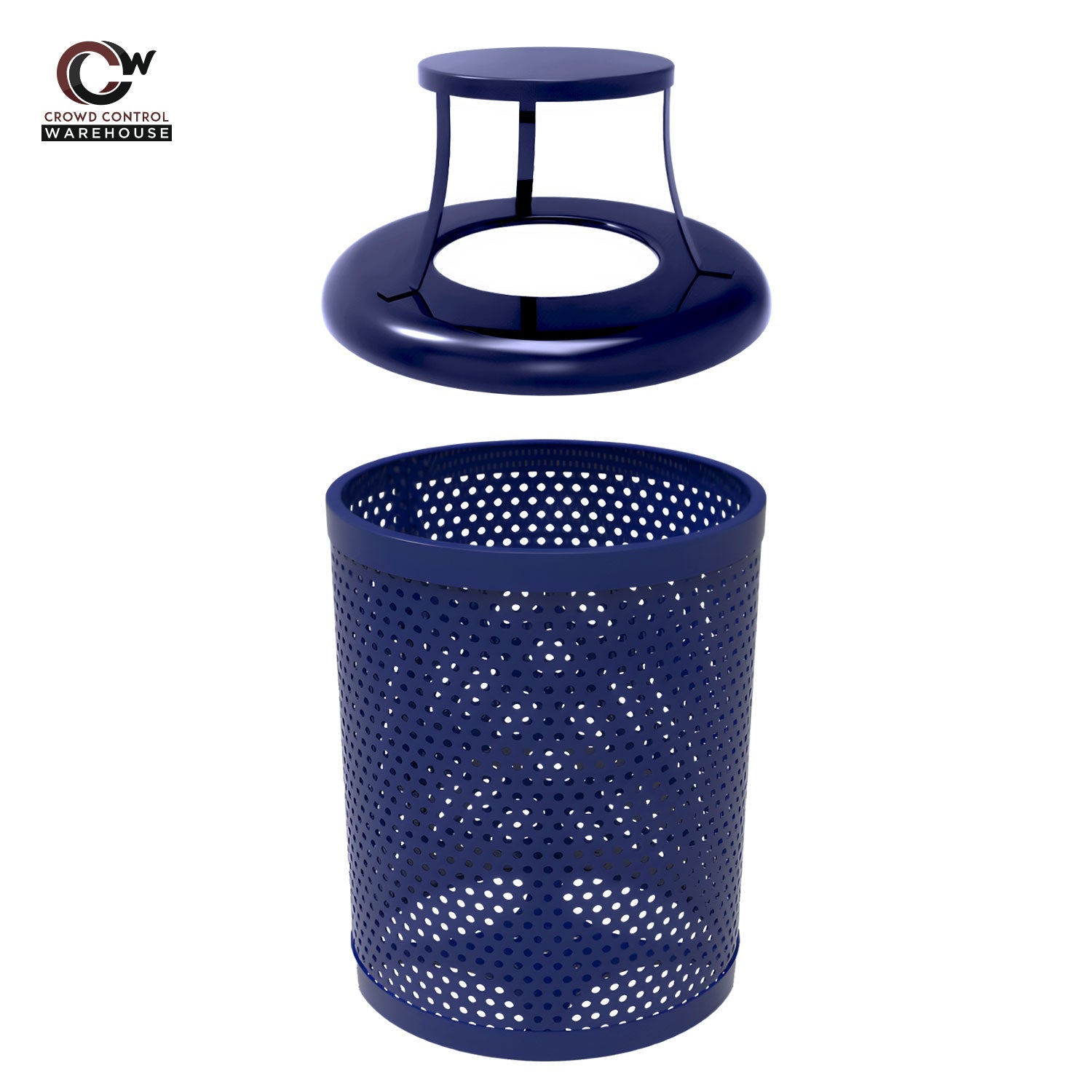 55 Gallon Trash Receptacle - Circular Pattern - Crowd Control Warehouse