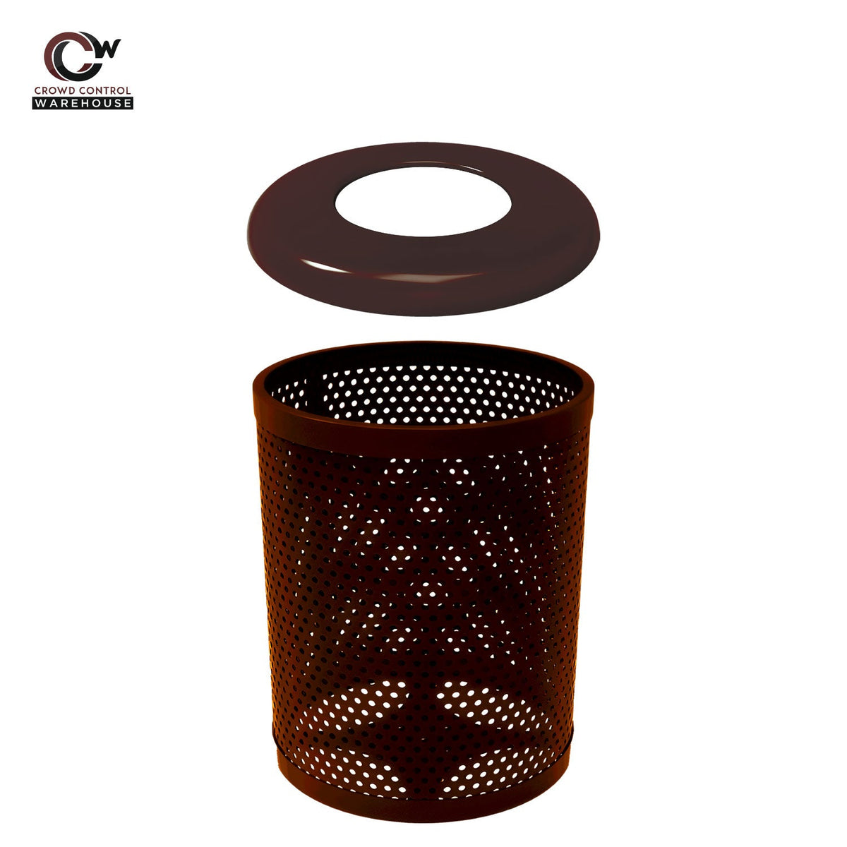 55 Gallon Trash Receptacle - Circular Pattern - Crowd Control Warehouse