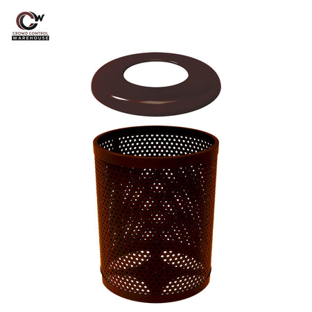 55 Gallon Trash Receptacle - Circular Pattern - Crowd Control Warehouse
