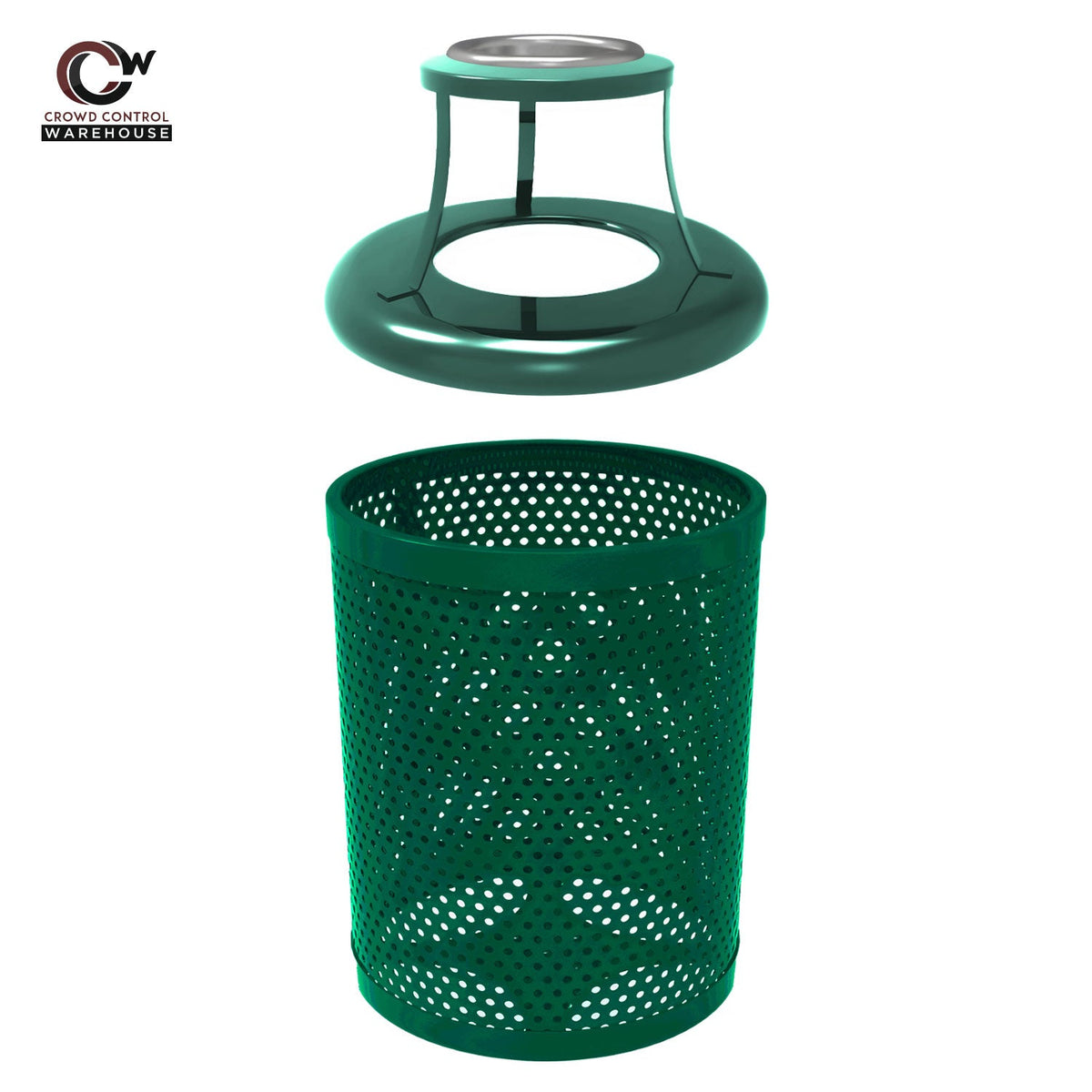 55 Gallon Trash Receptacle - Circular Pattern - Crowd Control Warehouse