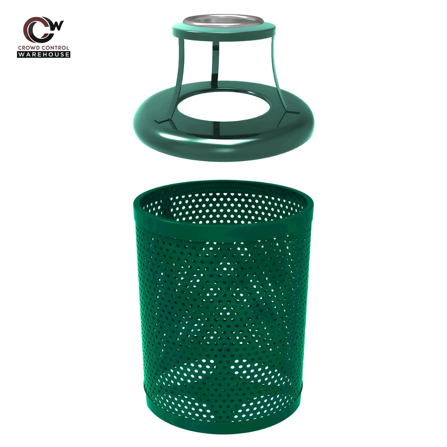 55 Gallon Trash Receptacle - Circular Pattern - Crowd Control Warehouse