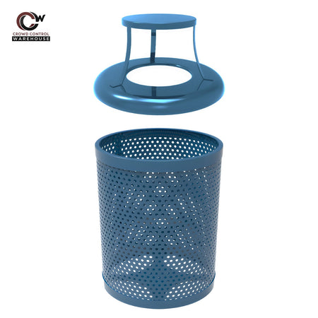 55 Gallon Trash Receptacle - Circular Pattern - Crowd Control Warehouse