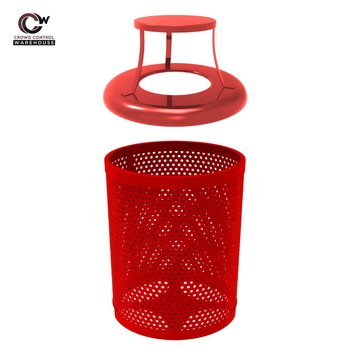 55 Gallon Trash Receptacle - Circular Pattern - Crowd Control Warehouse