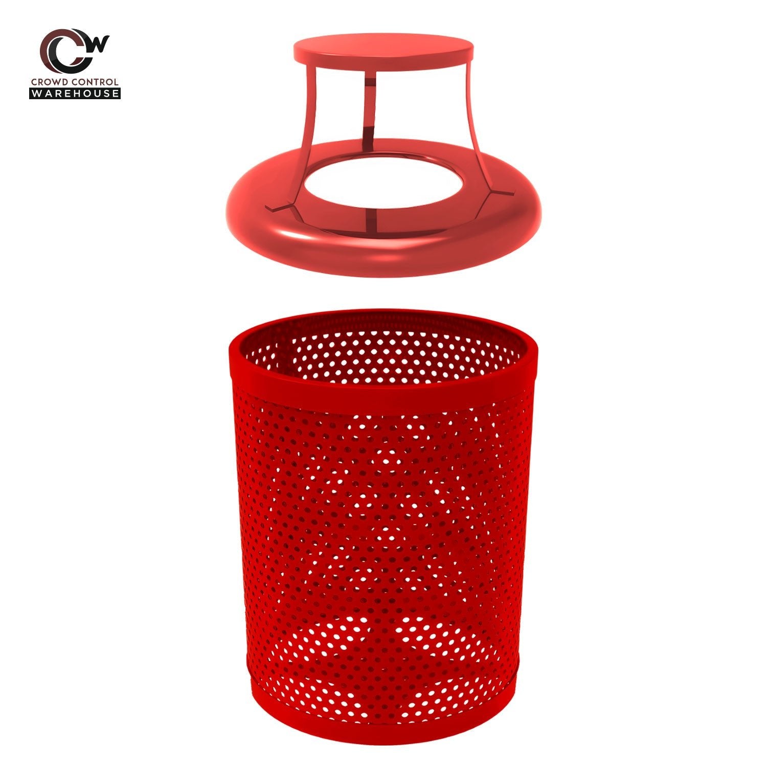 55 Gallon Trash Receptacle - Circular Pattern - Crowd Control Warehouse