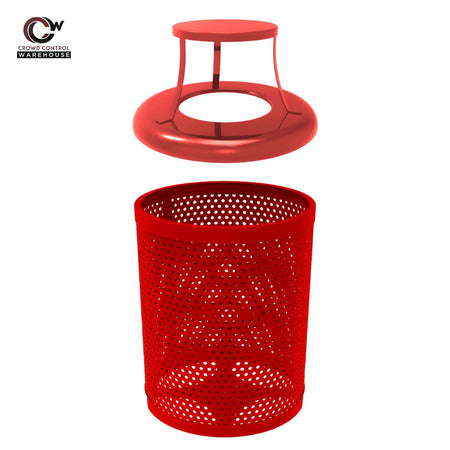 55 Gallon Trash Receptacle - Circular Pattern - Crowd Control Warehouse