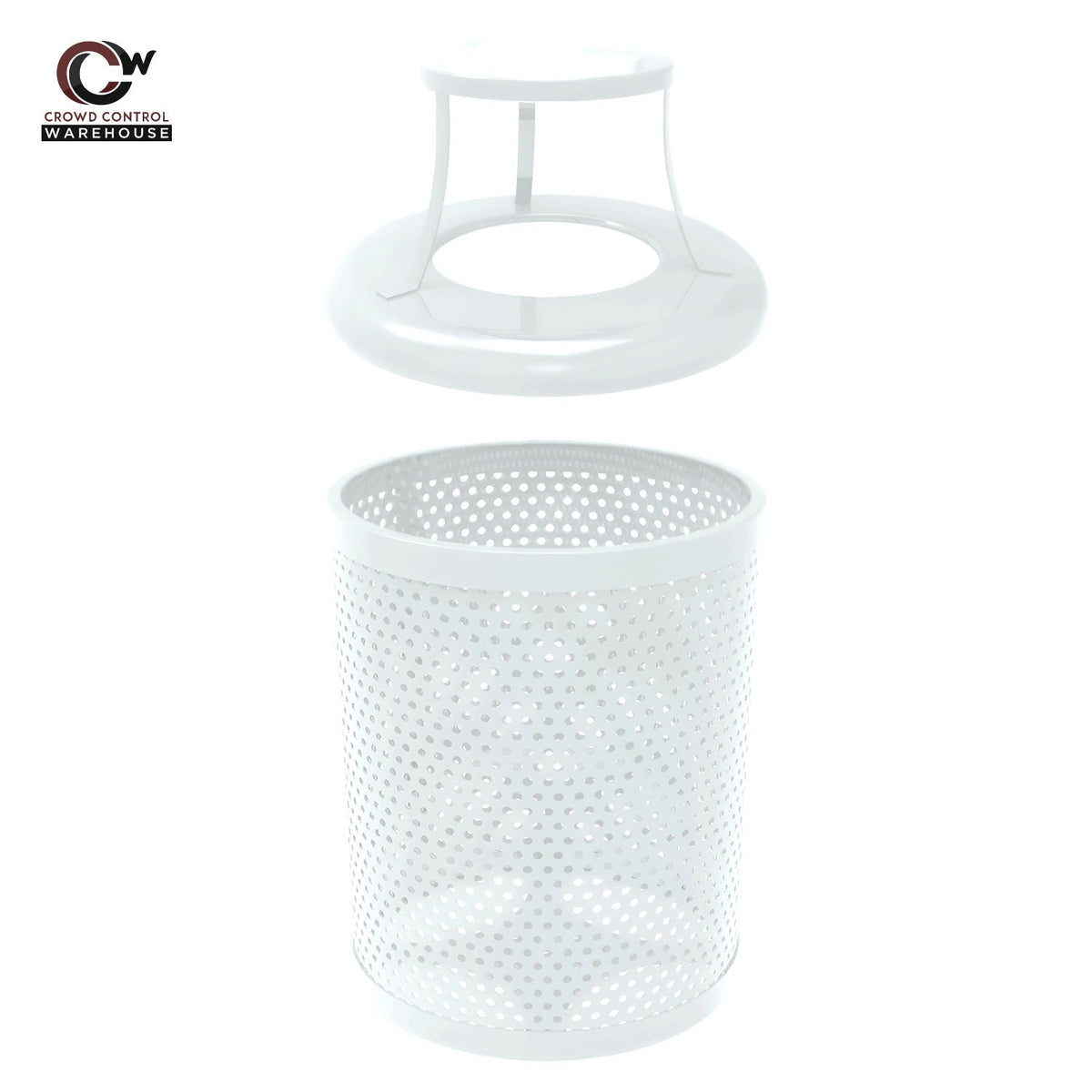 55 Gallon Trash Receptacle - Circular Pattern - Crowd Control Warehouse