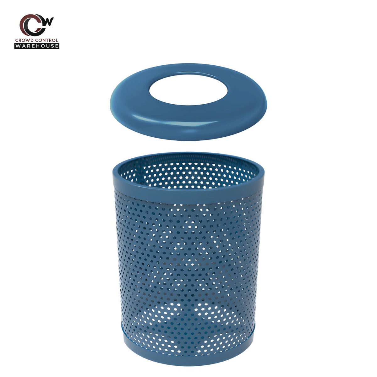 55 Gallon Trash Receptacle - Circular Pattern - Crowd Control Warehouse