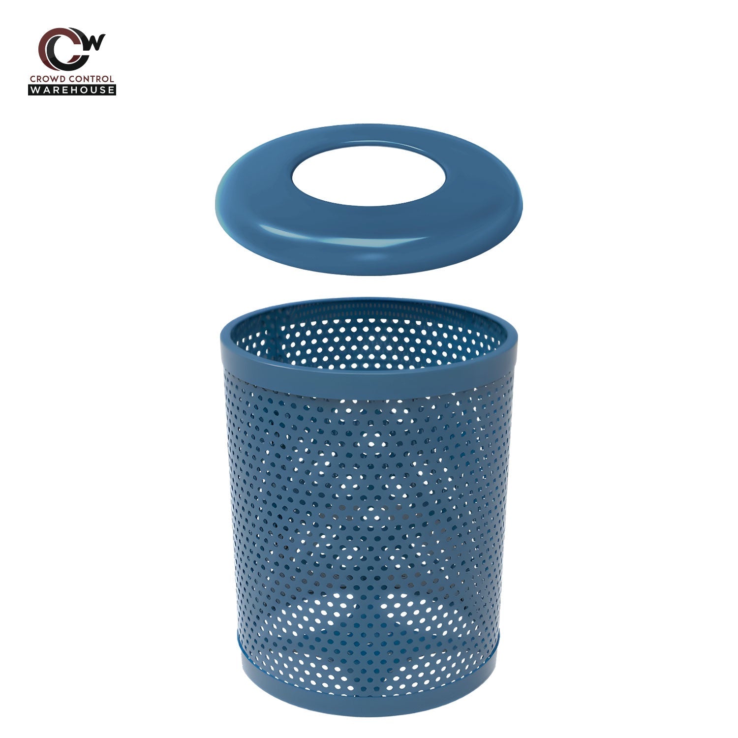 55 Gallon Trash Receptacle - Circular Pattern - Crowd Control Warehouse
