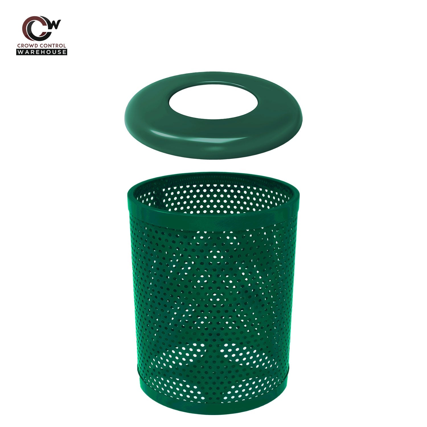 55 Gallon Trash Receptacle - Circular Pattern - Crowd Control Warehouse