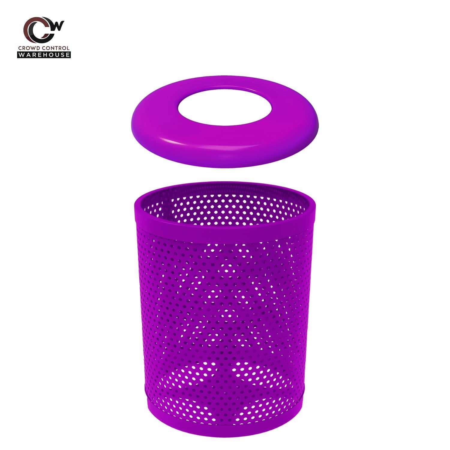 55 Gallon Trash Receptacle - Circular Pattern - Crowd Control Warehouse