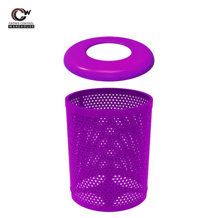 55 Gallon Trash Receptacle - Circular Pattern - Crowd Control Warehouse