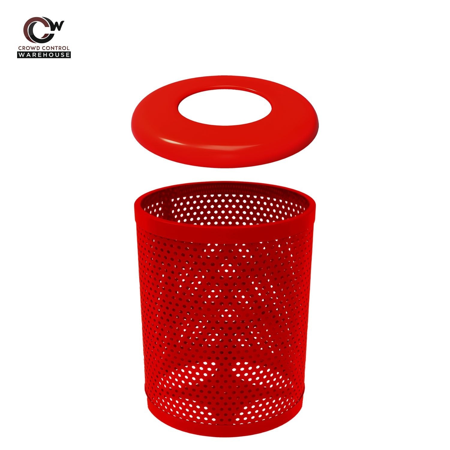 55 Gallon Trash Receptacle - Circular Pattern - Crowd Control Warehouse