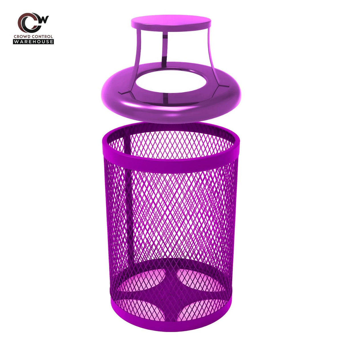55 Gallon Trash Receptacle - Diamond Pattern - Crowd Control Warehouse