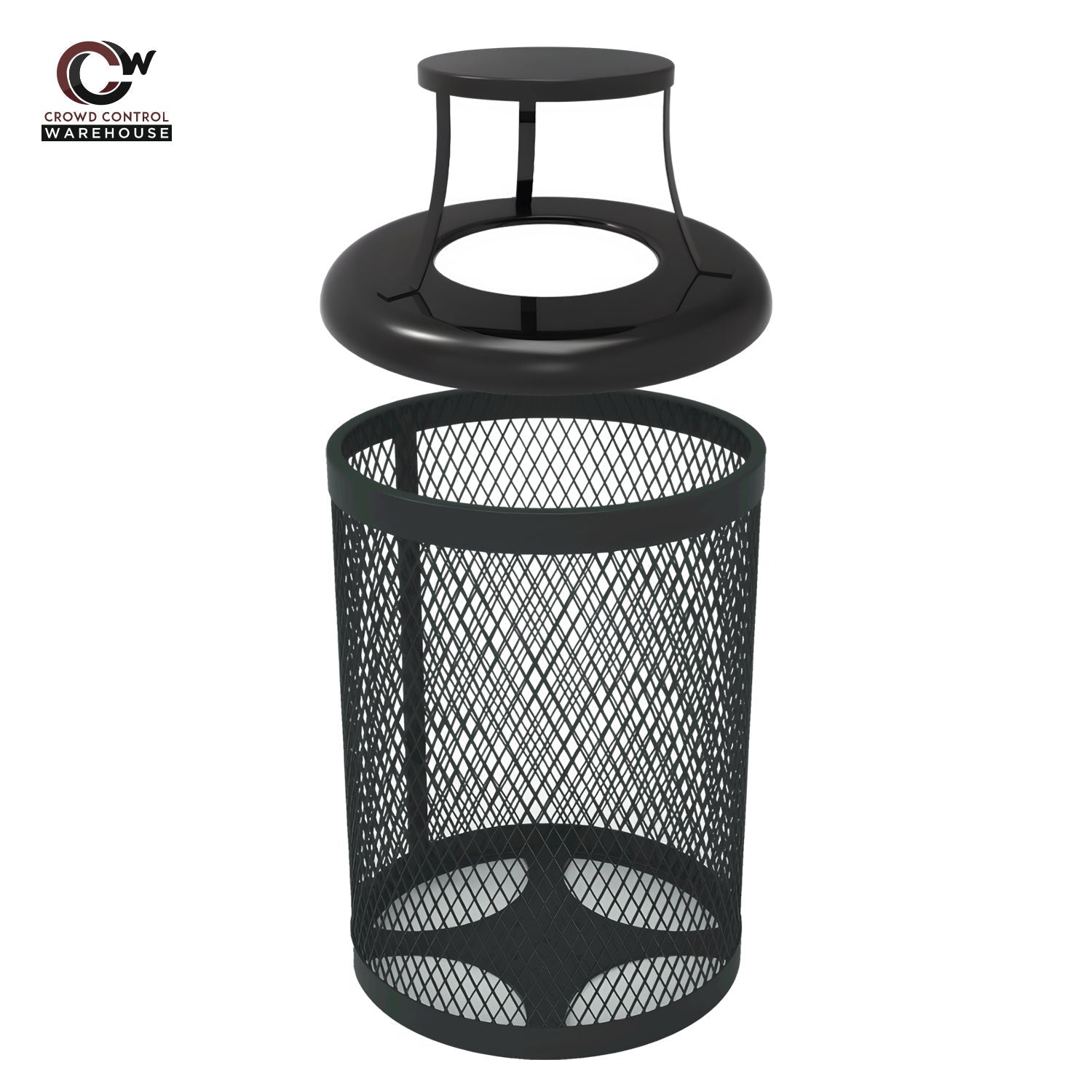 55 Gallon Trash Receptacle - Diamond Pattern - Crowd Control Warehouse