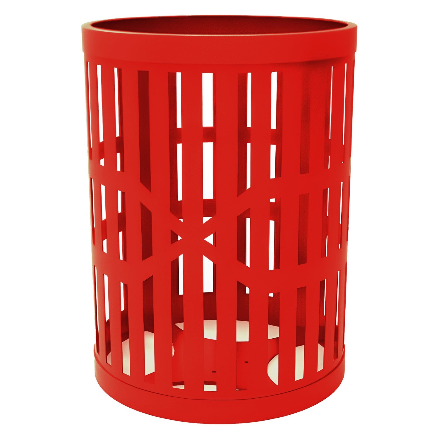 55 Gallon Trash Receptacles - Slatted Steel - Crowd Control Warehouse