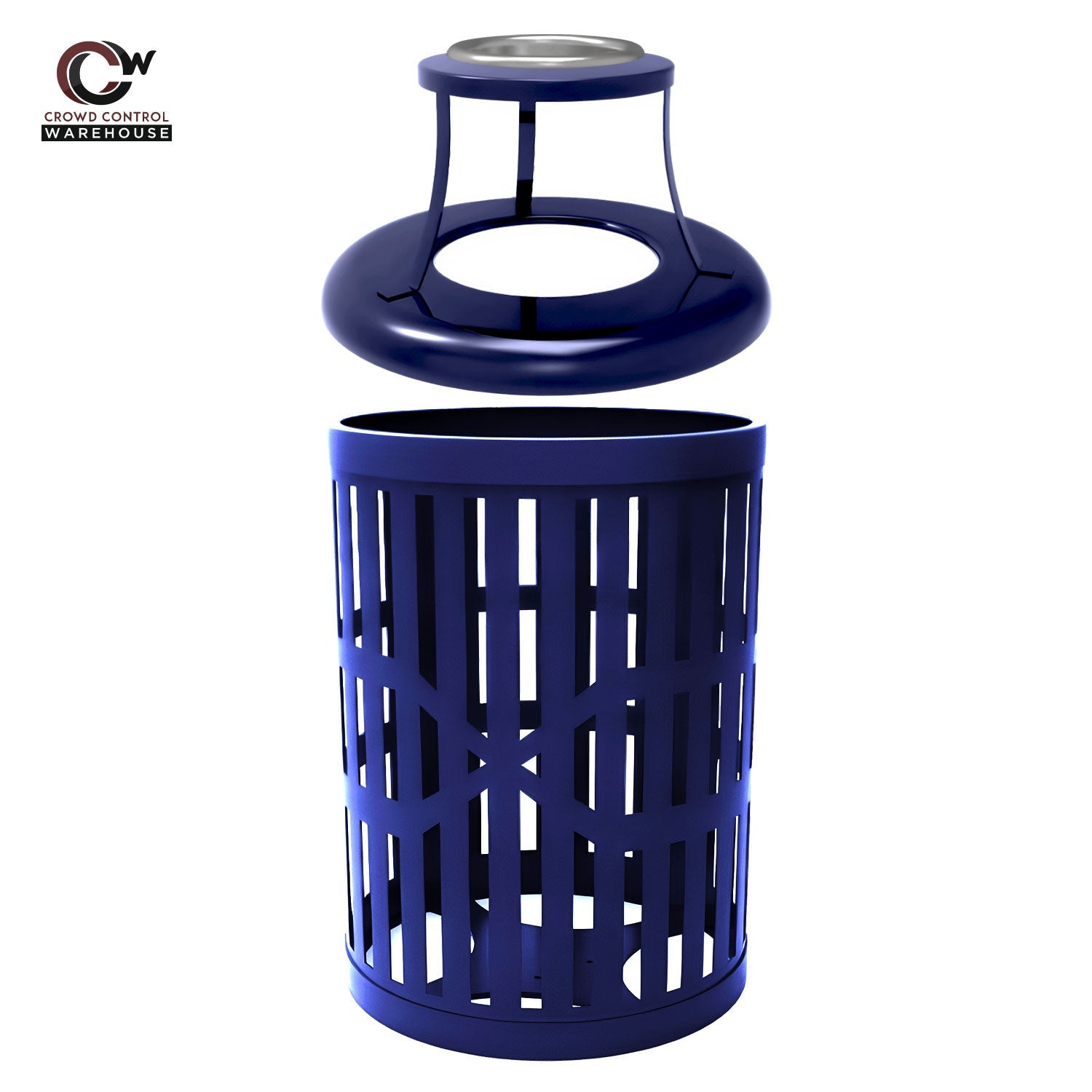 55 Gallon Trash Receptacles - Slatted Steel - Crowd Control Warehouse