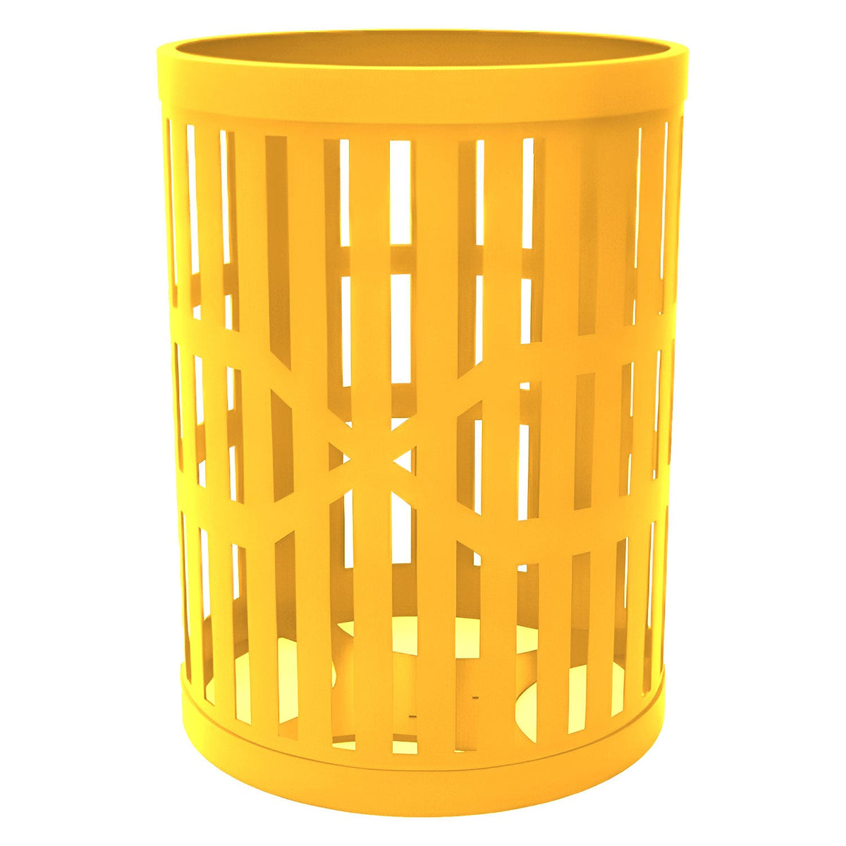 55 Gallon Trash Receptacles - Slatted Steel - Crowd Control Warehouse