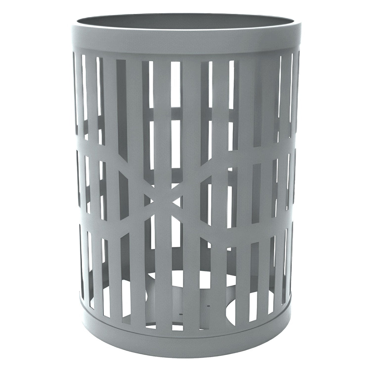 55 Gallon Trash Receptacles - Slatted Steel - Crowd Control Warehouse