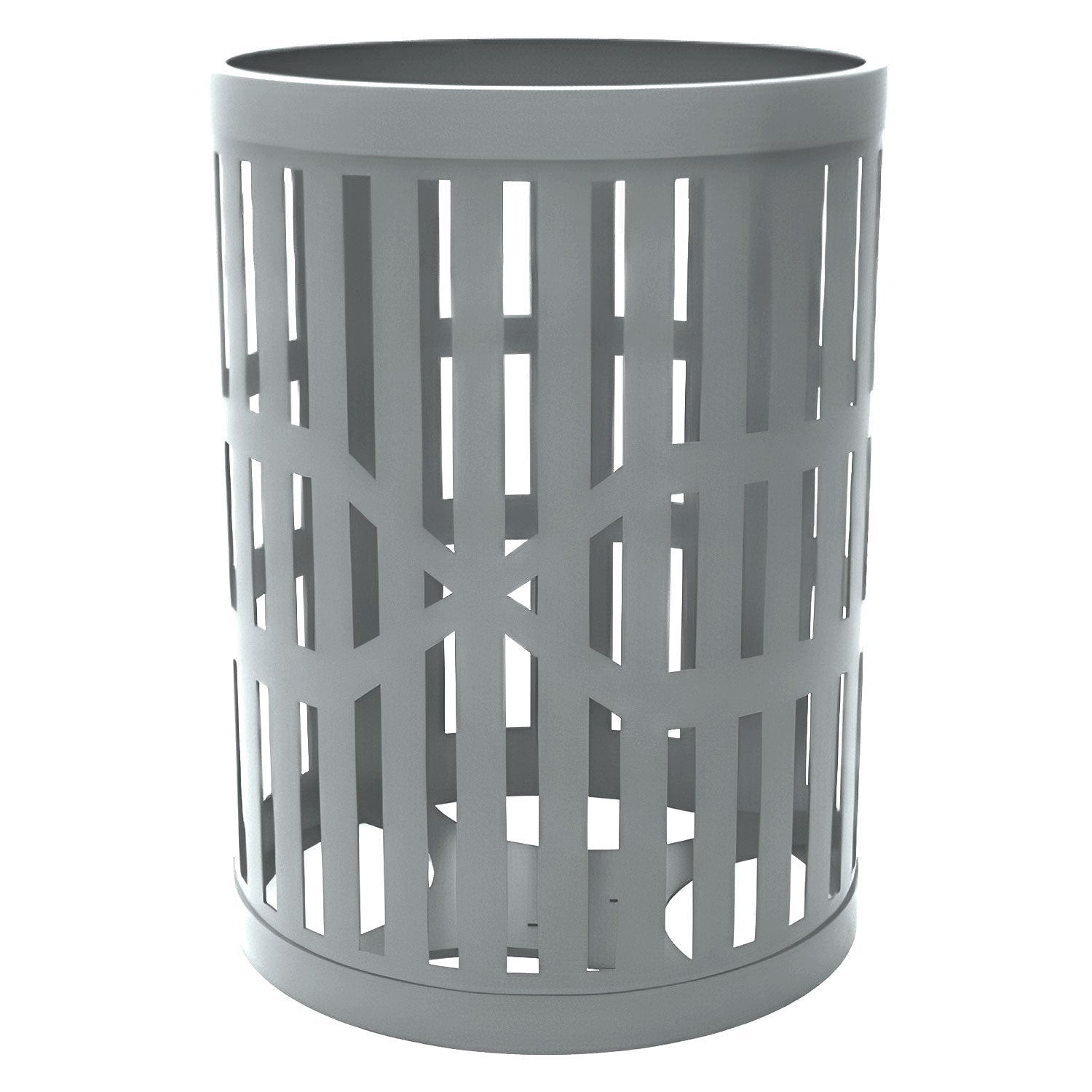 55 Gallon Trash Receptacles - Slatted Steel - Crowd Control Warehouse