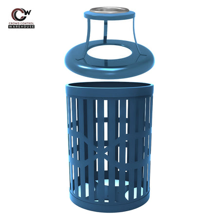 55 Gallon Trash Receptacles - Slatted Steel - Crowd Control Warehouse