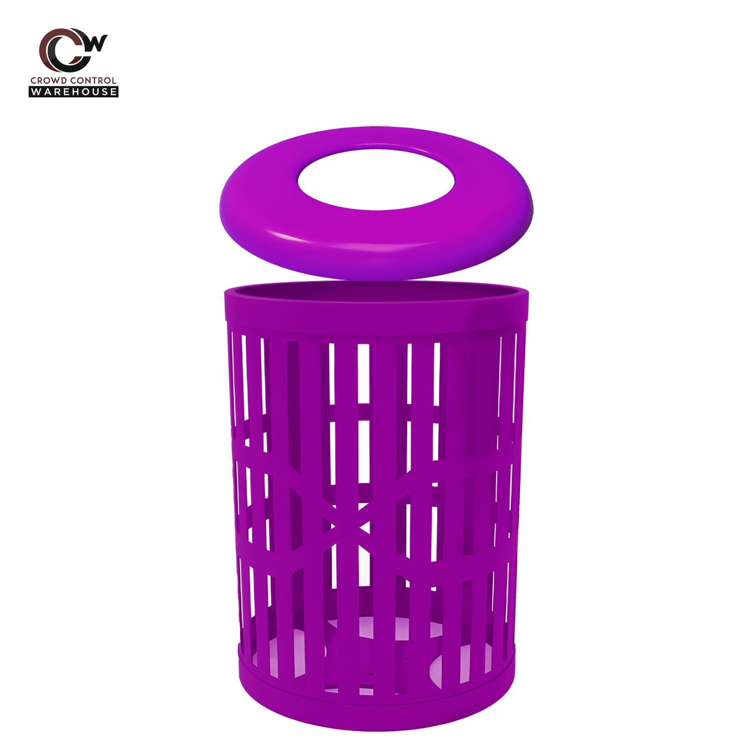 55 Gallon Trash Receptacles - Slatted Steel - Crowd Control Warehouse