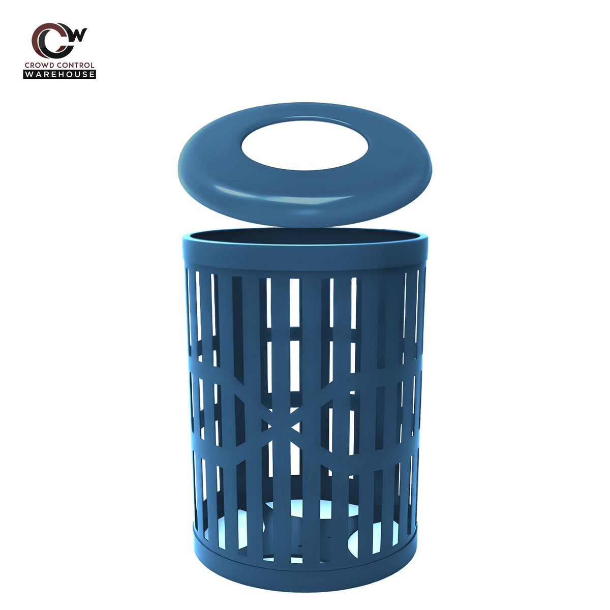 55 Gallon Trash Receptacles - Slatted Steel - Crowd Control Warehouse