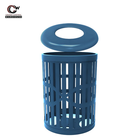 55 Gallon Trash Receptacles - Slatted Steel - Crowd Control Warehouse