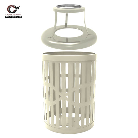 55 Gallon Trash Receptacles - Slatted Steel - Crowd Control Warehouse