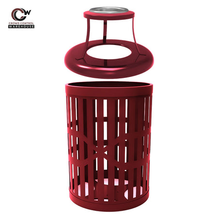 55 Gallon Trash Receptacles - Slatted Steel - Crowd Control Warehouse