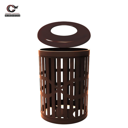 55 Gallon Trash Receptacles - Slatted Steel - Crowd Control Warehouse
