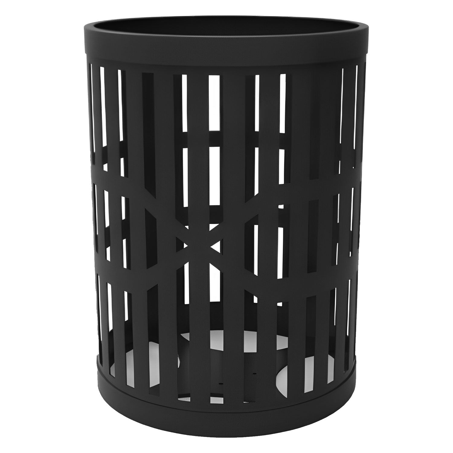 55 Gallon Trash Receptacles - Slatted Steel - Crowd Control Warehouse