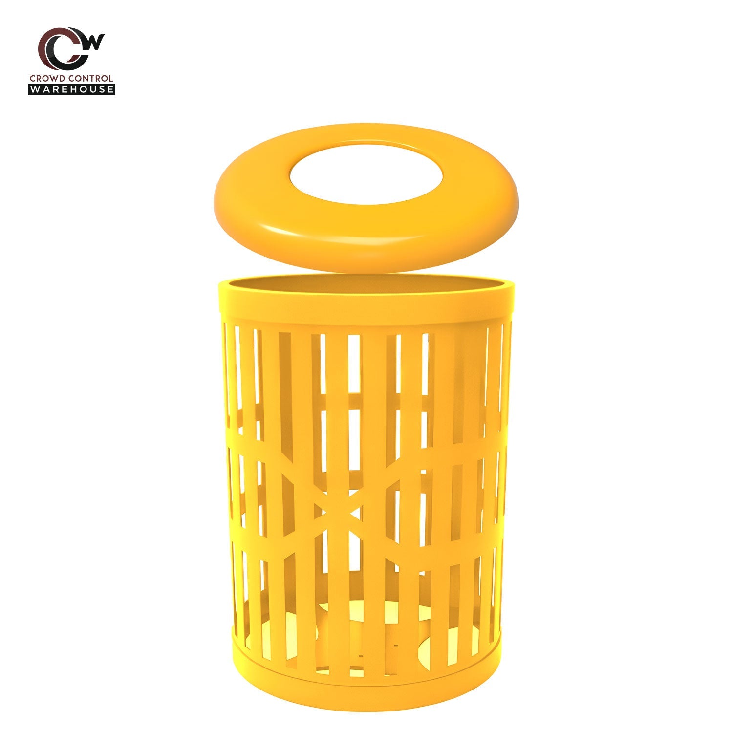55 Gallon Trash Receptacles - Slatted Steel - Crowd Control Warehouse