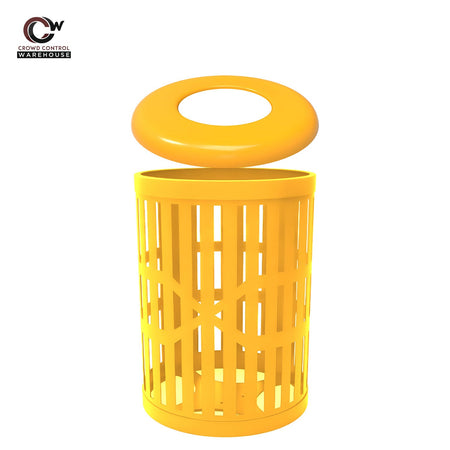 55 Gallon Trash Receptacles - Slatted Steel - Crowd Control Warehouse