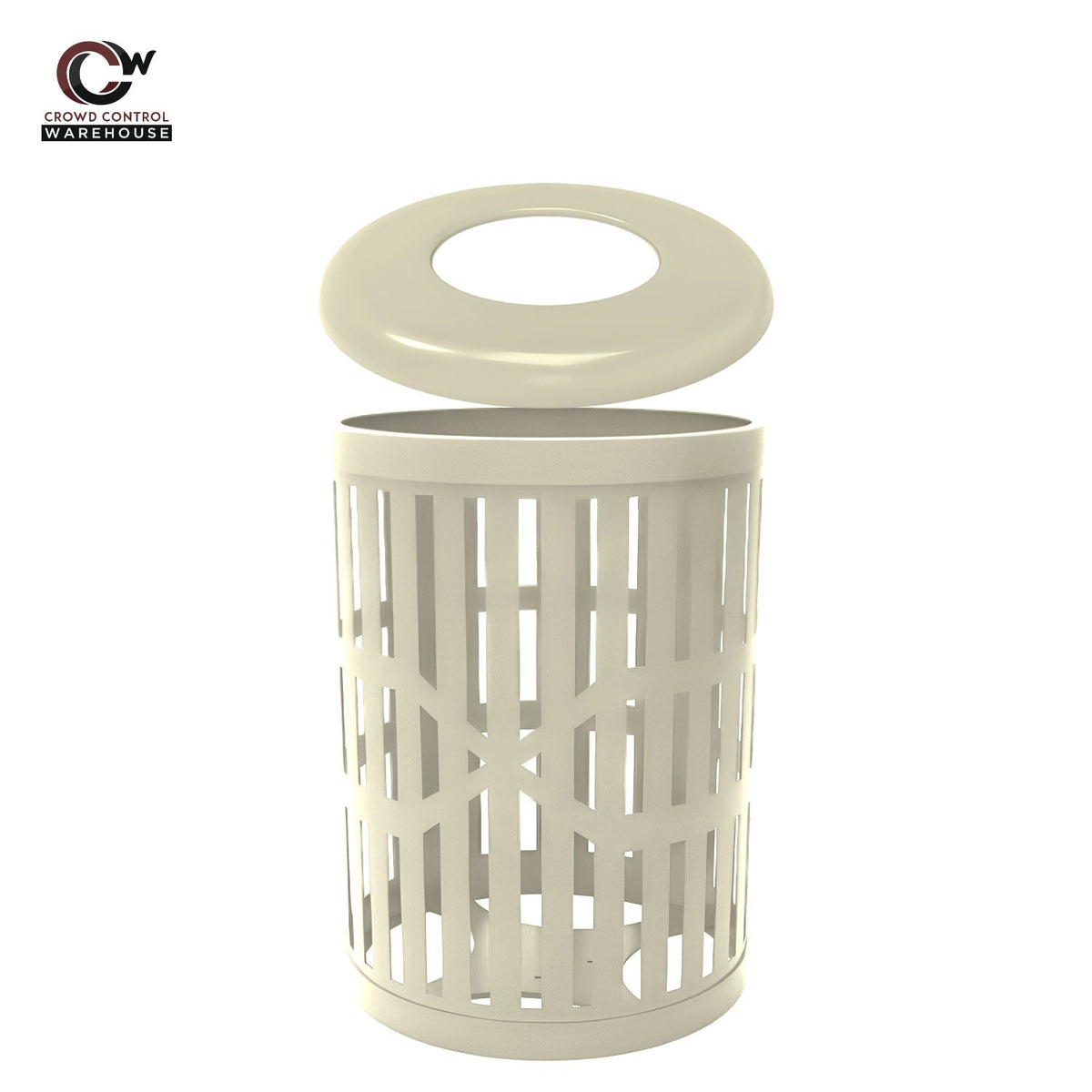 55 Gallon Trash Receptacles - Slatted Steel - Crowd Control Warehouse