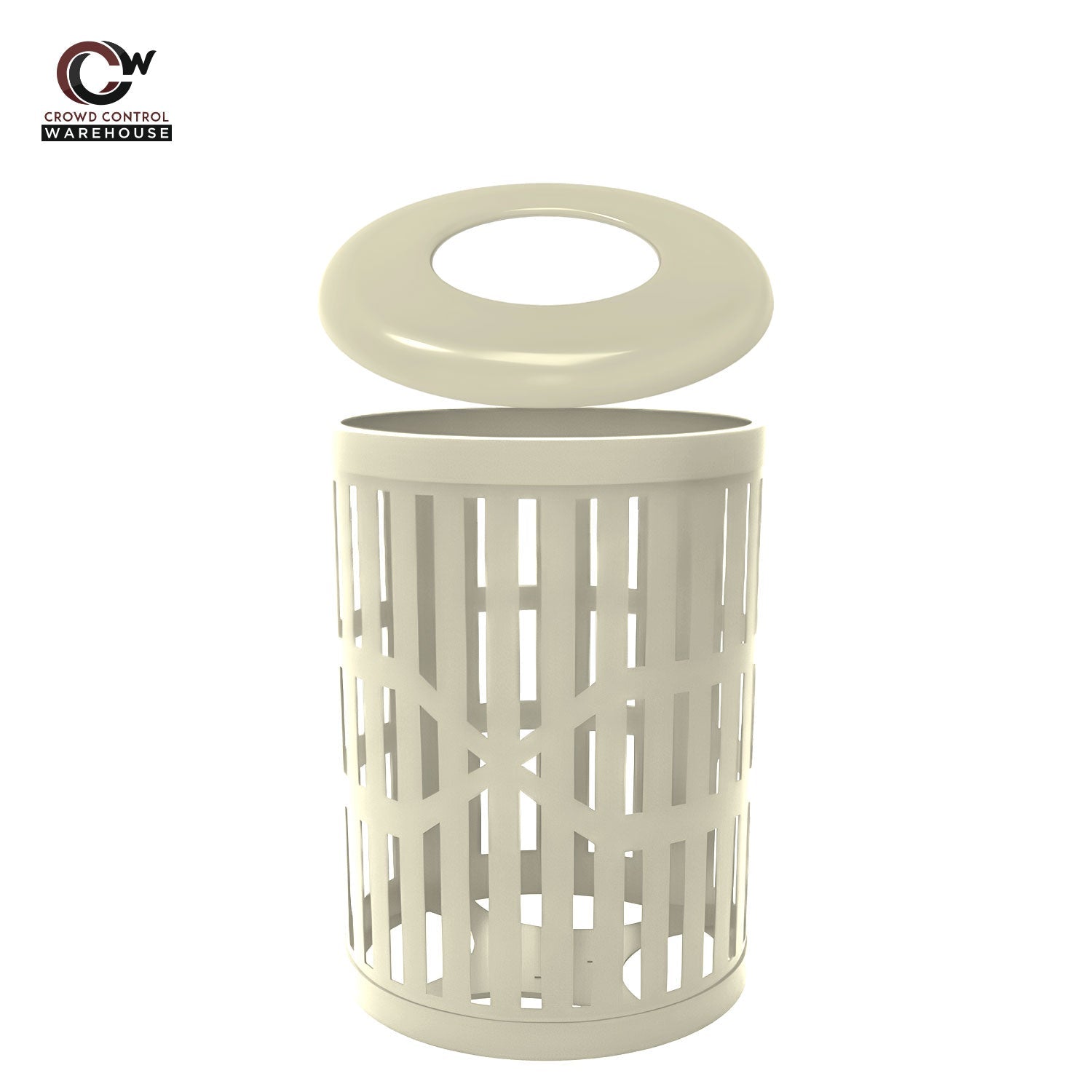 55 Gallon Trash Receptacles - Slatted Steel - Crowd Control Warehouse