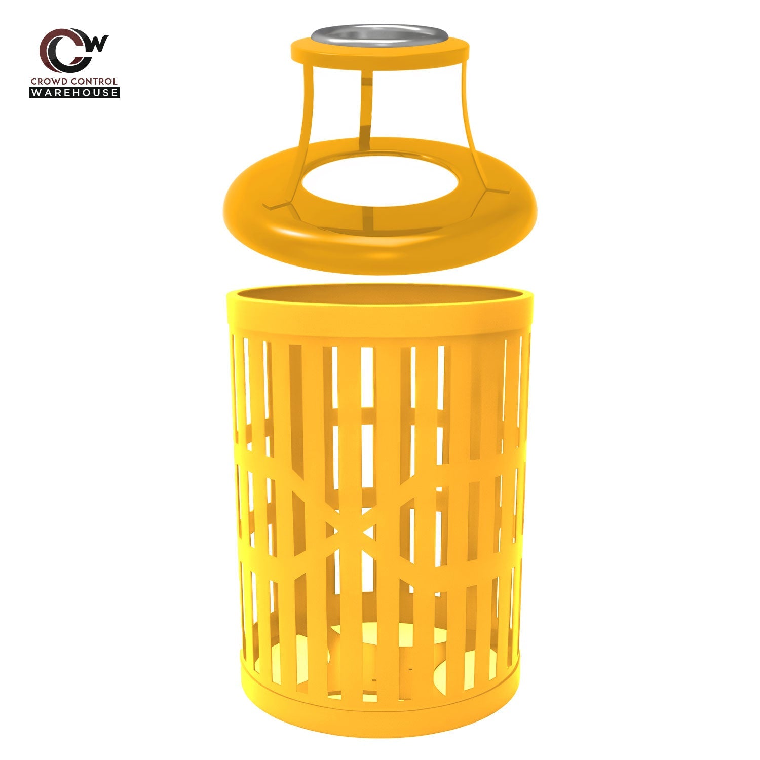 55 Gallon Trash Receptacles - Slatted Steel - Crowd Control Warehouse