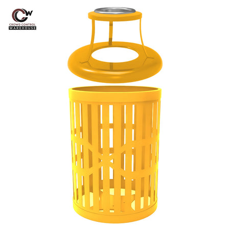 55 Gallon Trash Receptacles - Slatted Steel - Crowd Control Warehouse