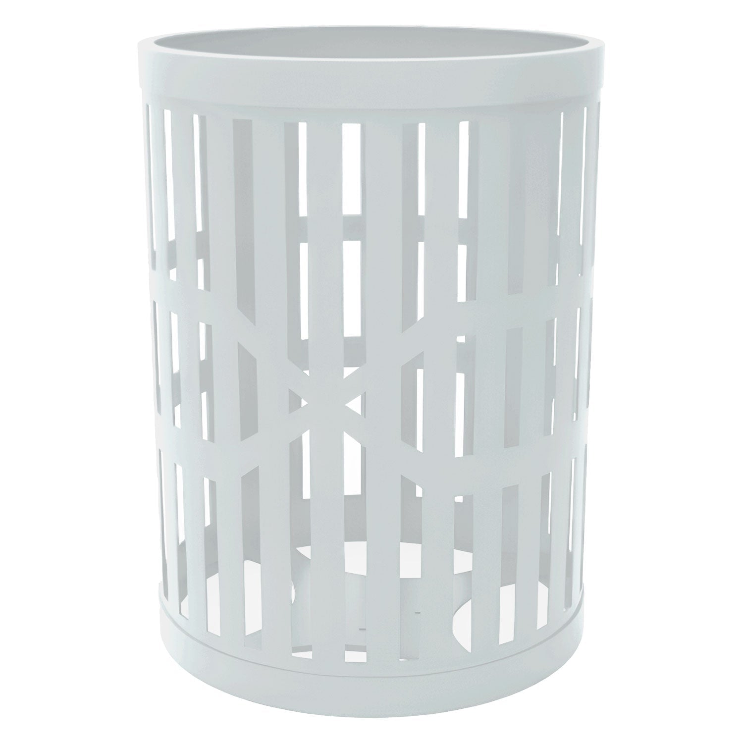 55 Gallon Trash Receptacles - Slatted Steel - Crowd Control Warehouse